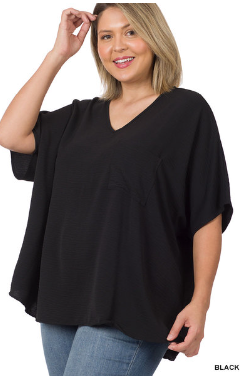Black Curvy Airflow Top