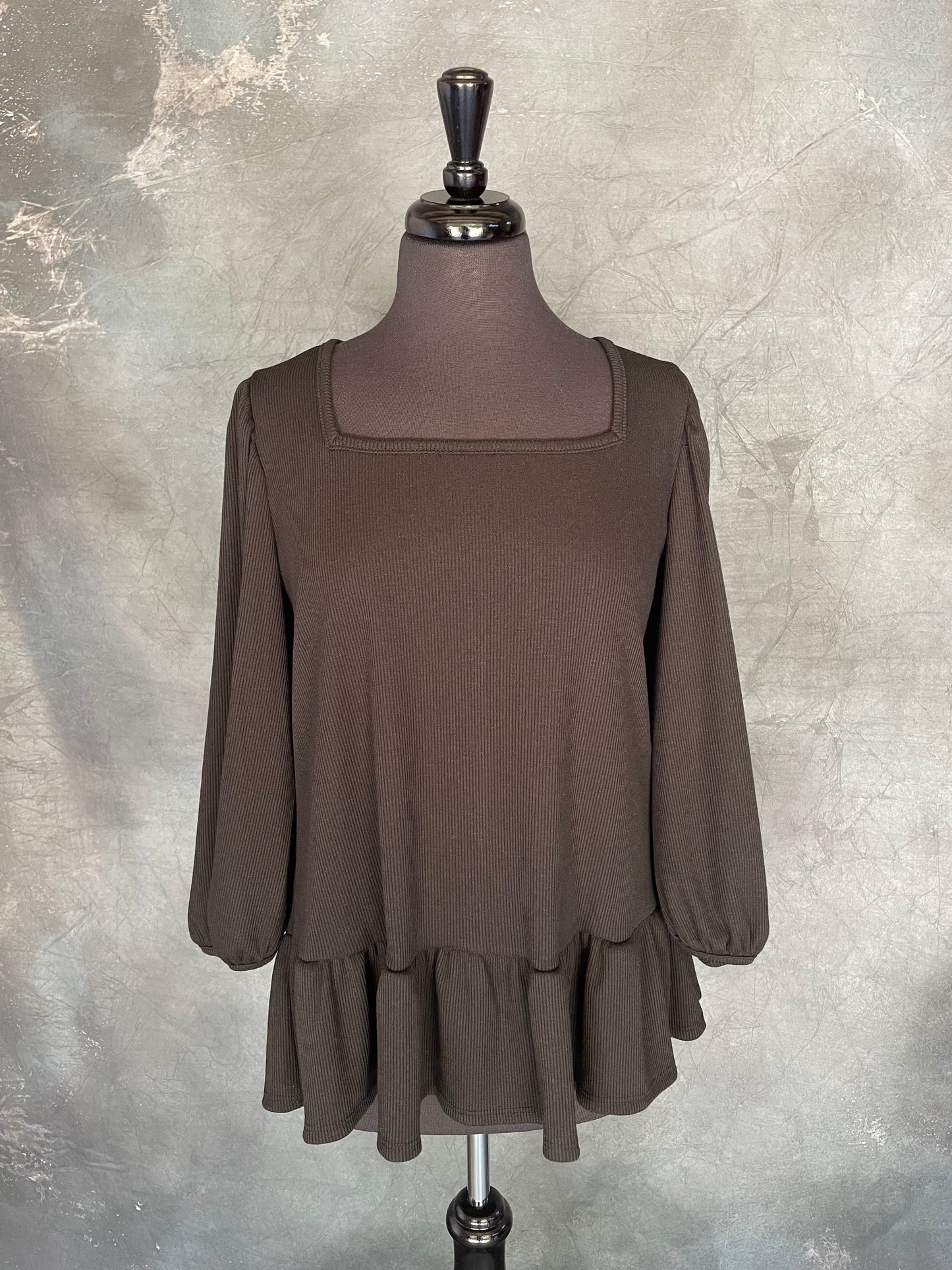 Black Ruffled Babydoll Top