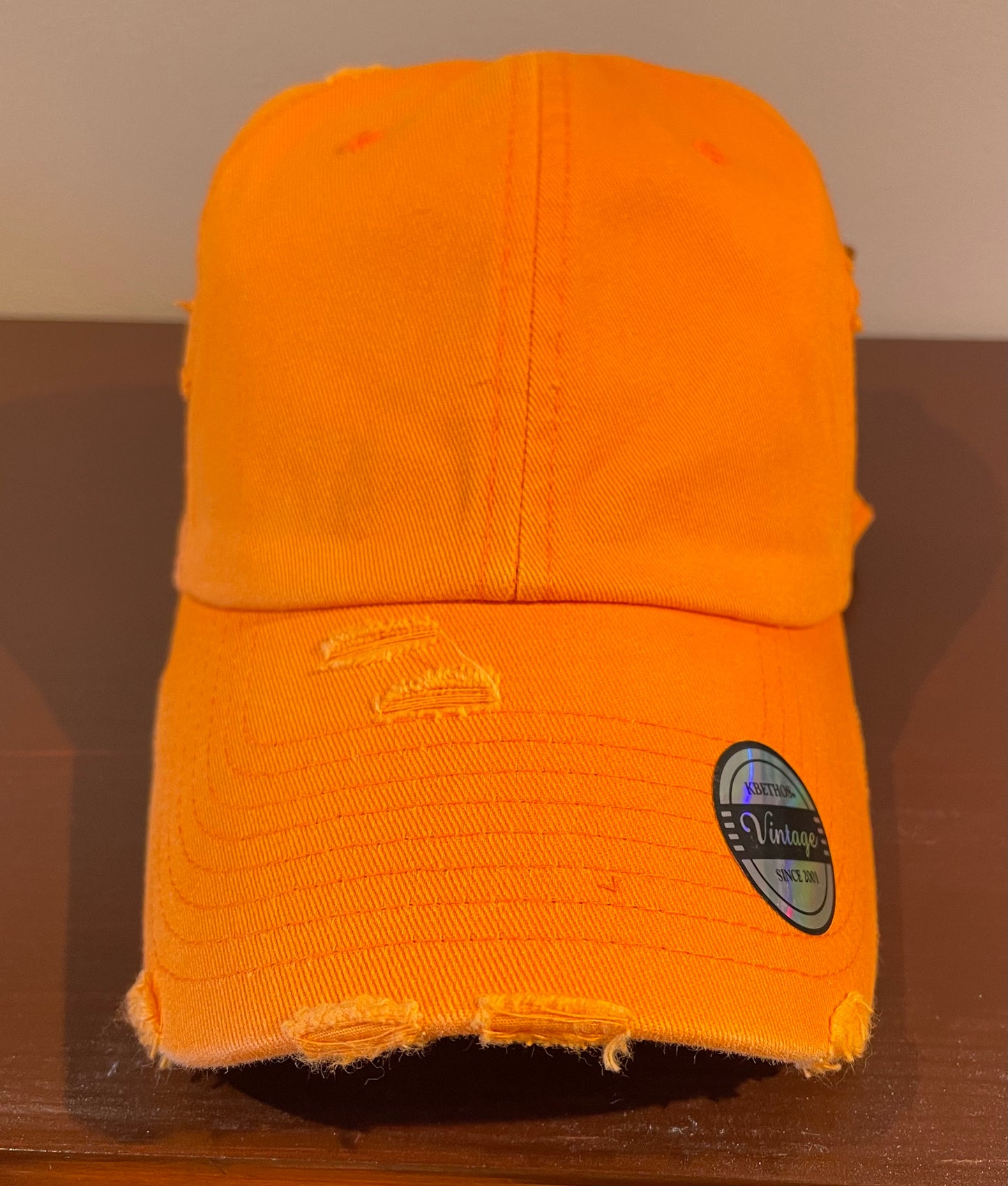 Orange Distressed Baseball Hat