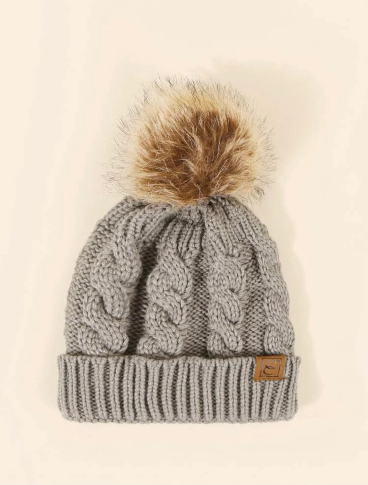 Gray Beanie With Pom Pom