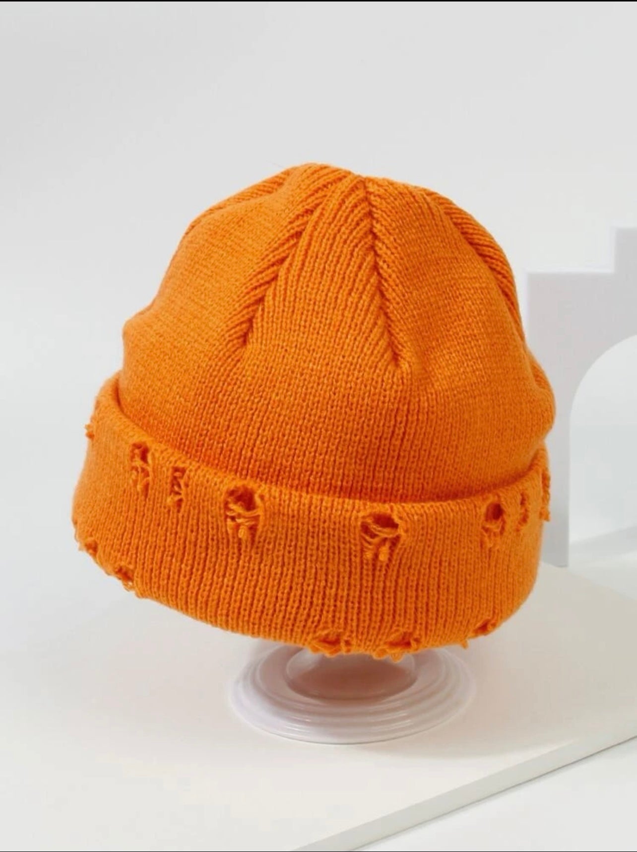 Orange Distressed Beanie