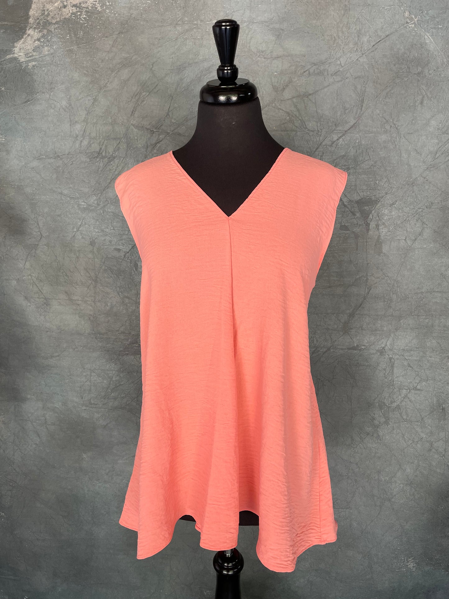 Coral V-Neck Sleeveless Top