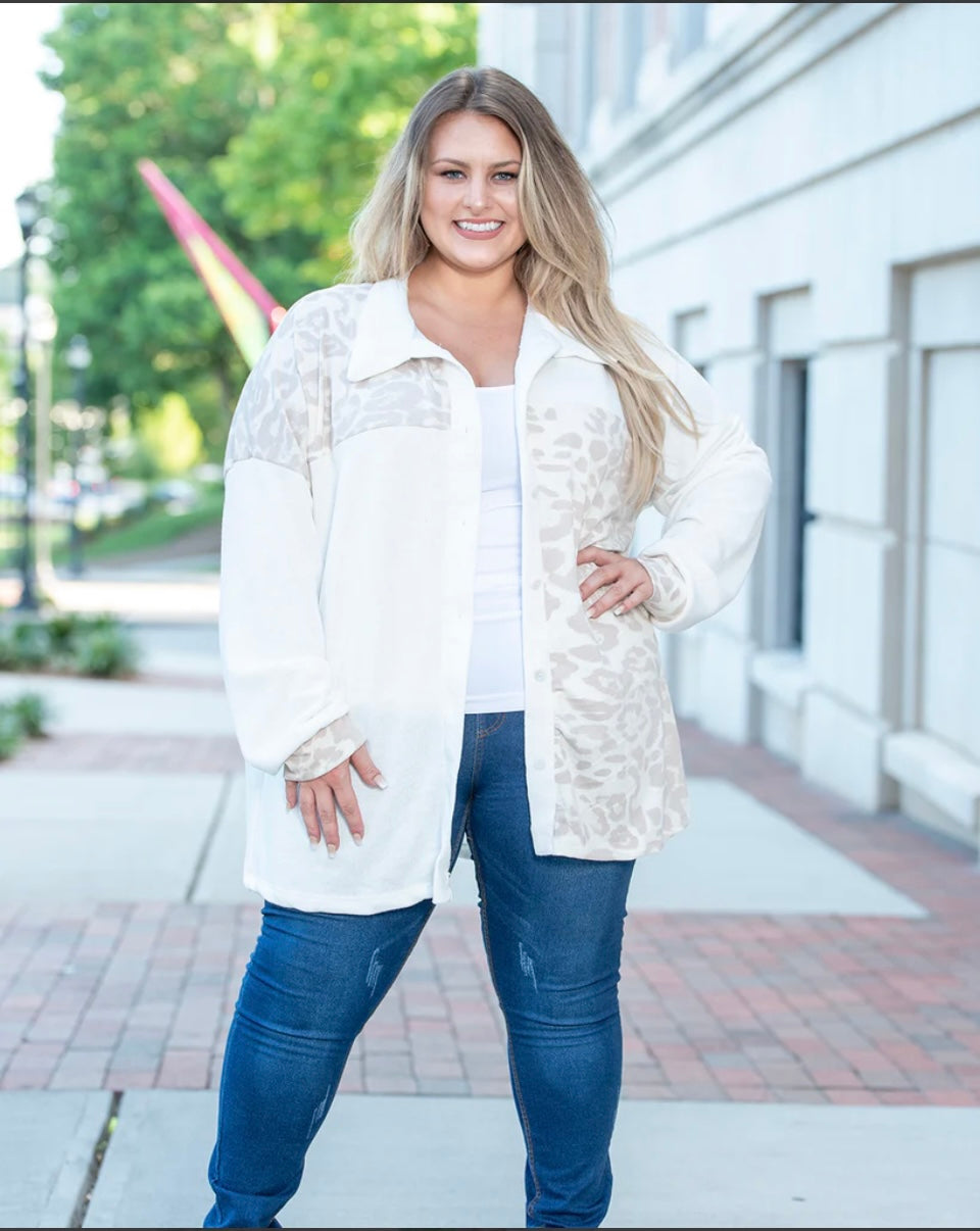 Colorblock Creme and Leopard Shacket