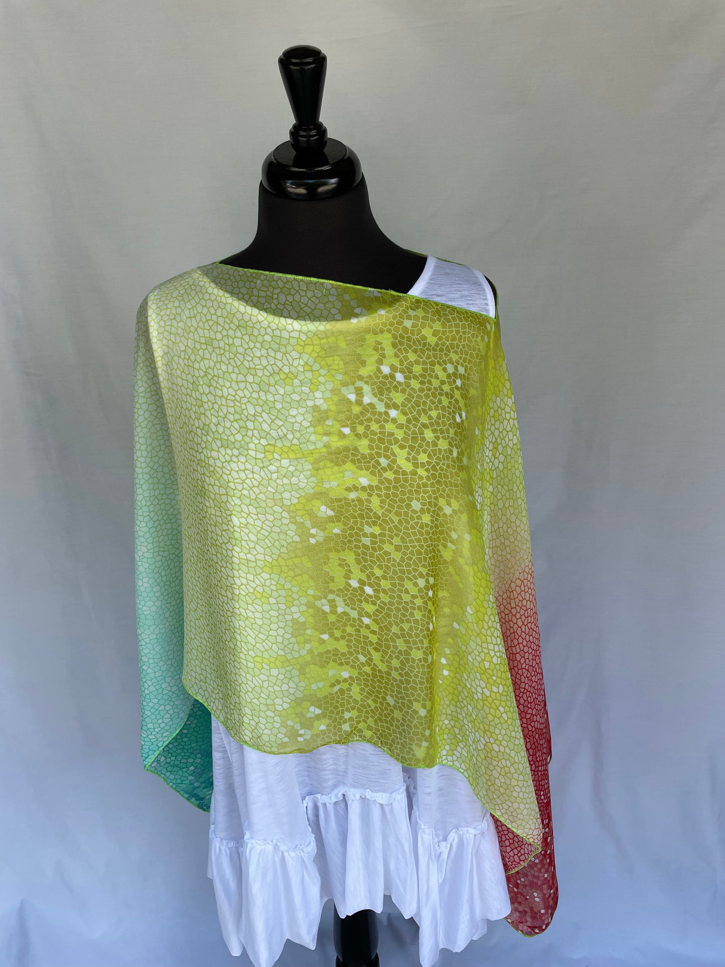 Lime Green, Orange and Blue Kimono
