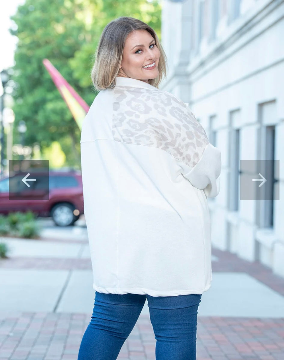 Colorblock Creme and Leopard Shacket