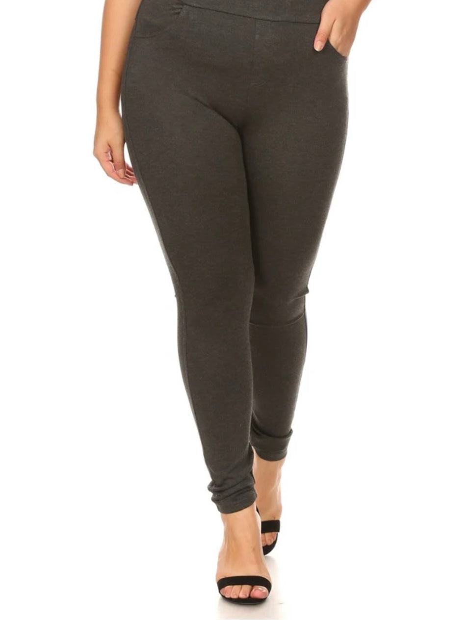 Charcoal Pull On Ponte Pant
