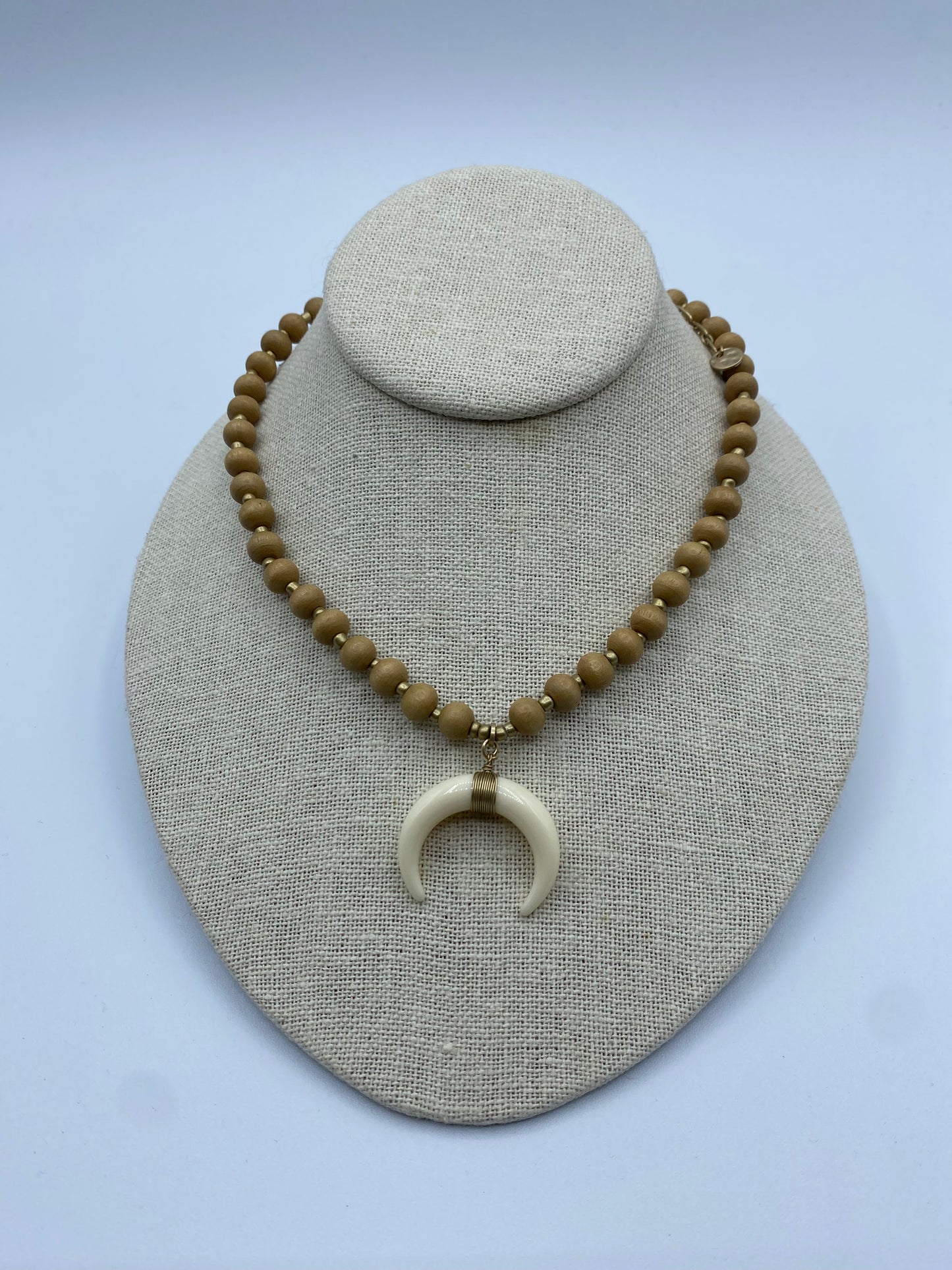 Wood Beads and Horn Necklace