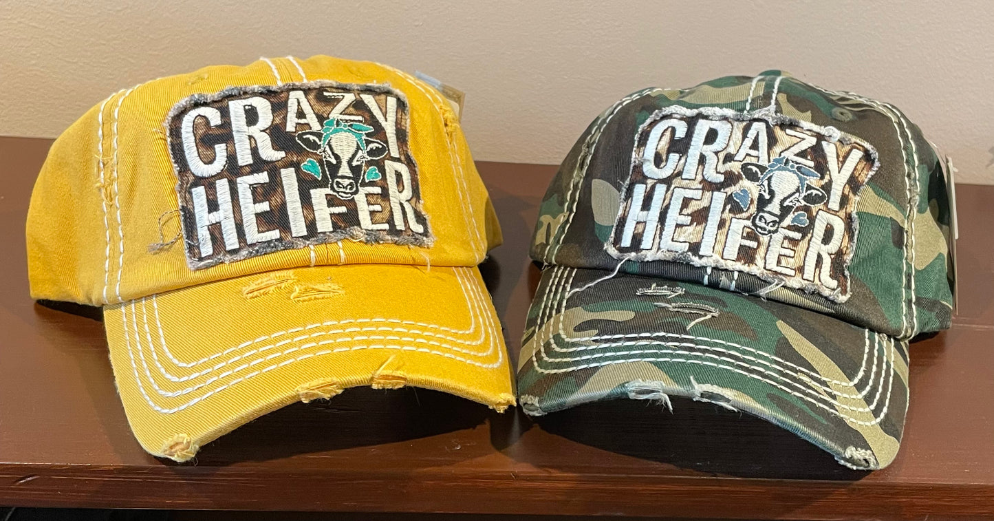 Crazy Heifer Distressed Baseball Hat