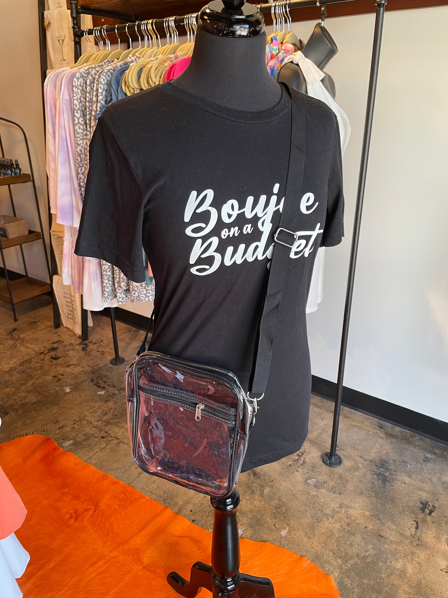 Black and Clear Stadium Crossbody Purse