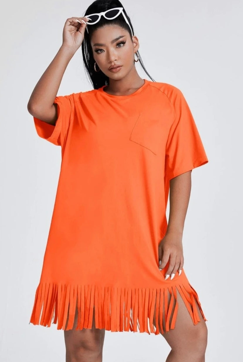 Fringe Bottom Tee Dress