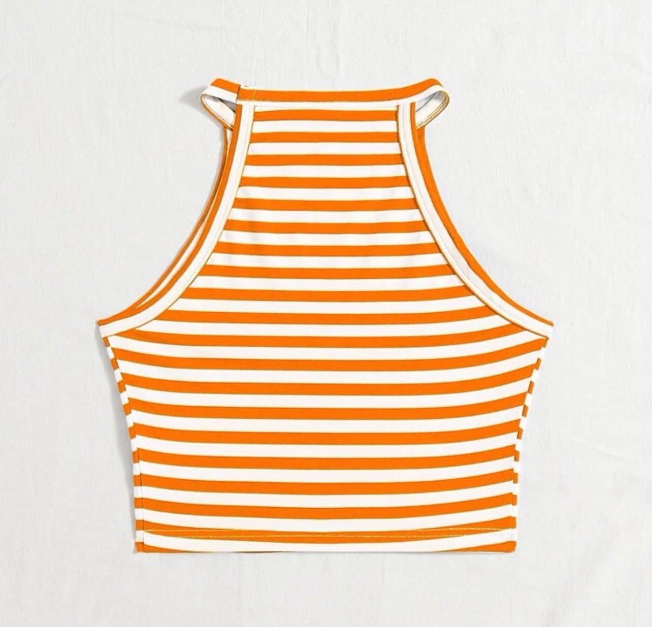 Orange and White Striped Crop Top