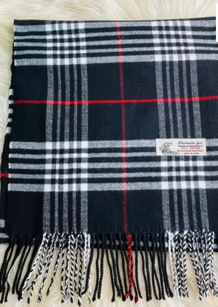 Black and Red Plaid Scarf
