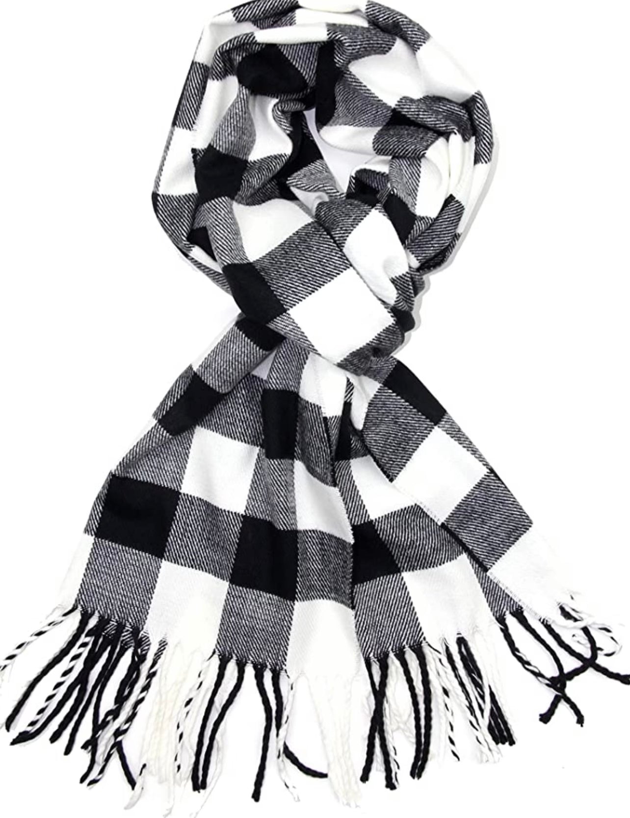 Black and White Buffalo Plaid Scarf