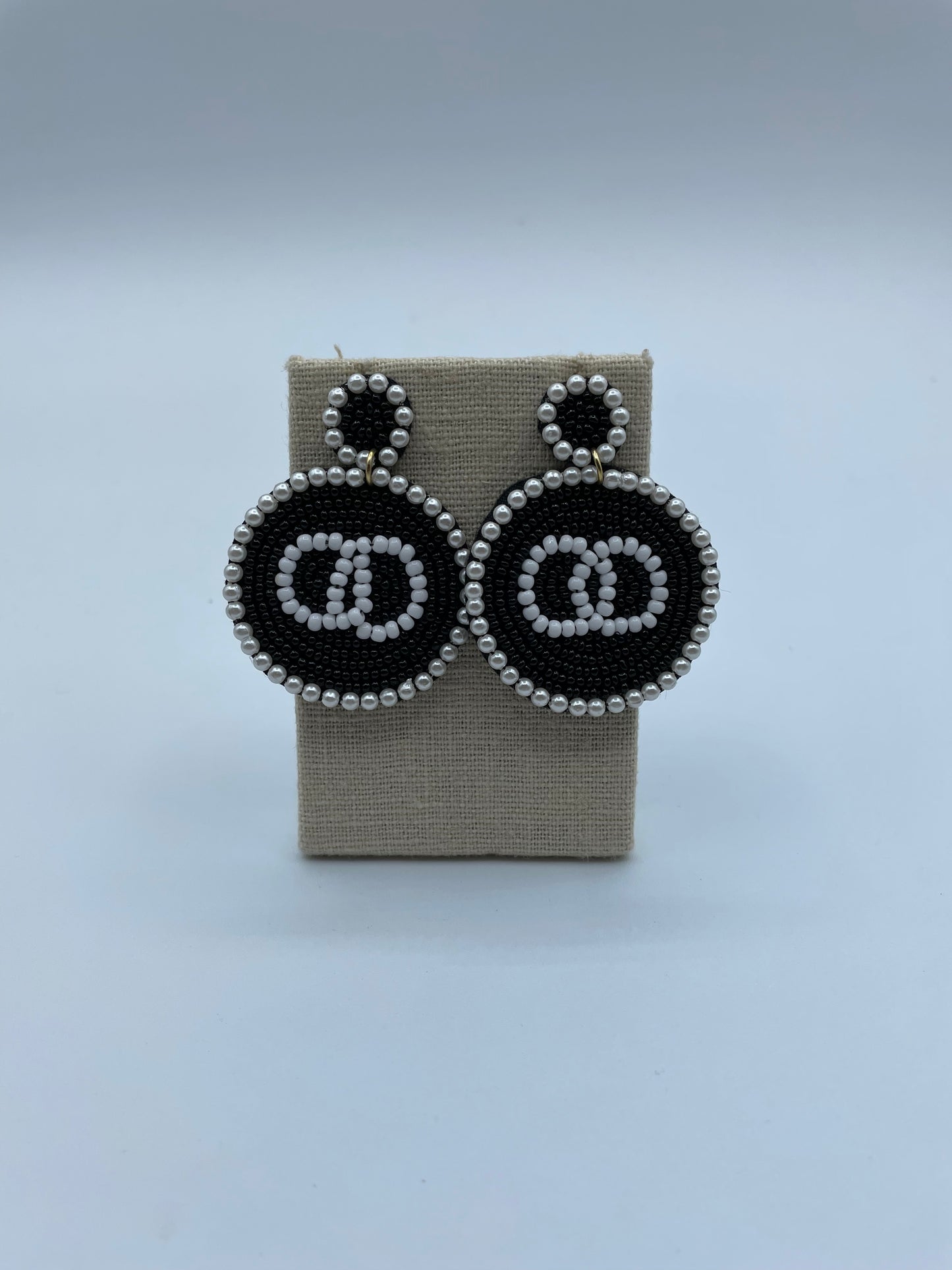 Black and White Beaded Earrings