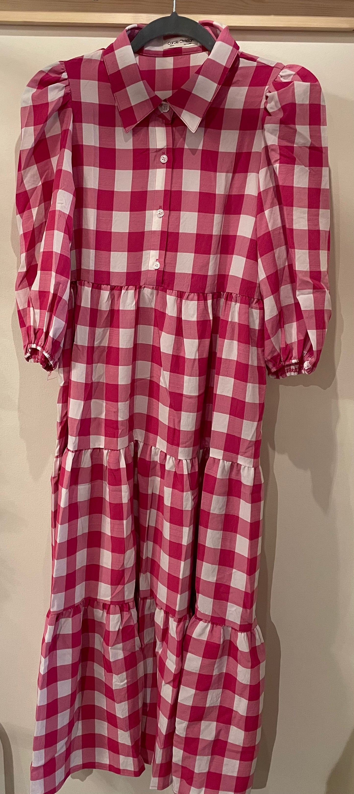 Pink and White Checkered Maxi Dress