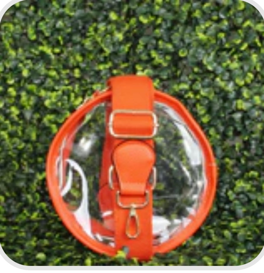 Clear Round Orange Crossbody Purse