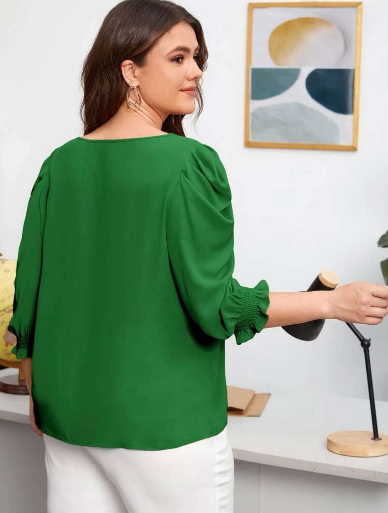 Curvy Flounce Sleeve Blouse