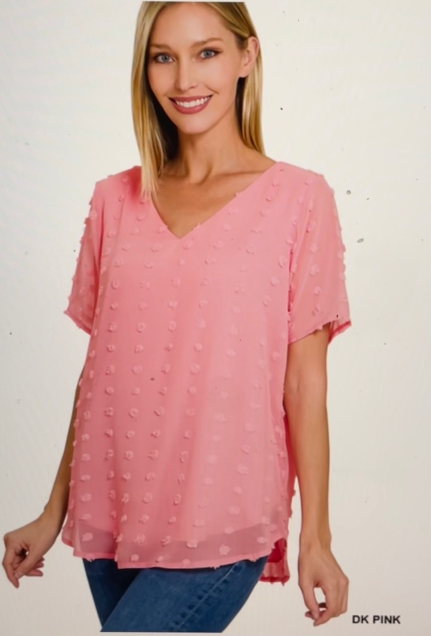 Pink Dotted Swiss Top