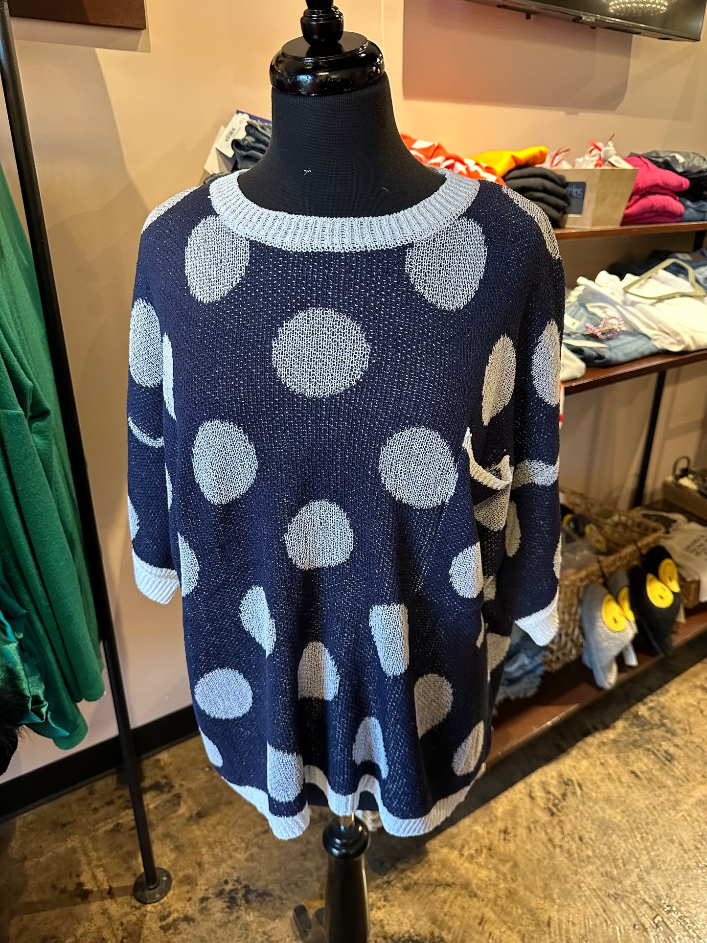 Navy Polka Dot Sweater