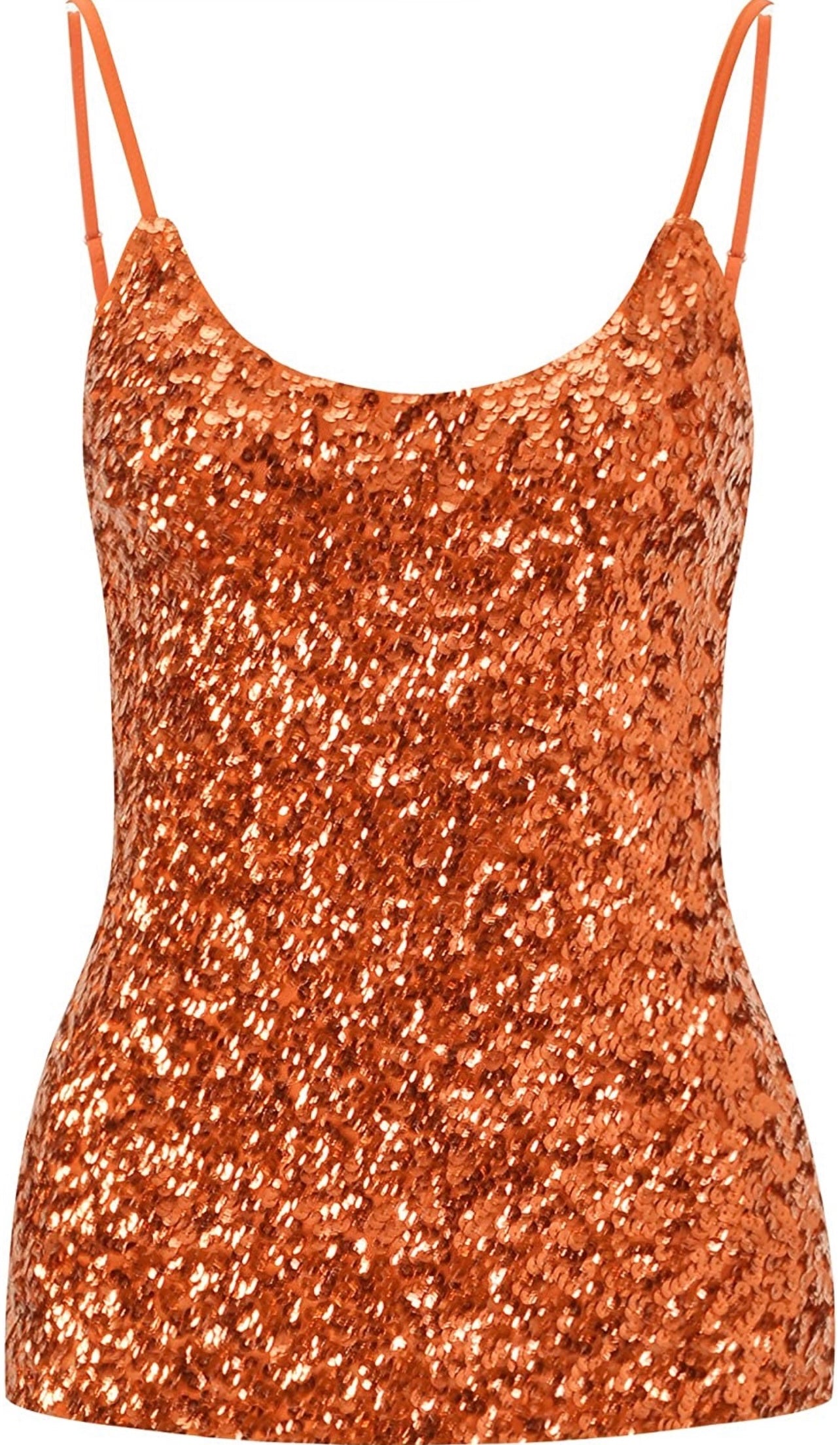 Orange Sequin Tank Top
