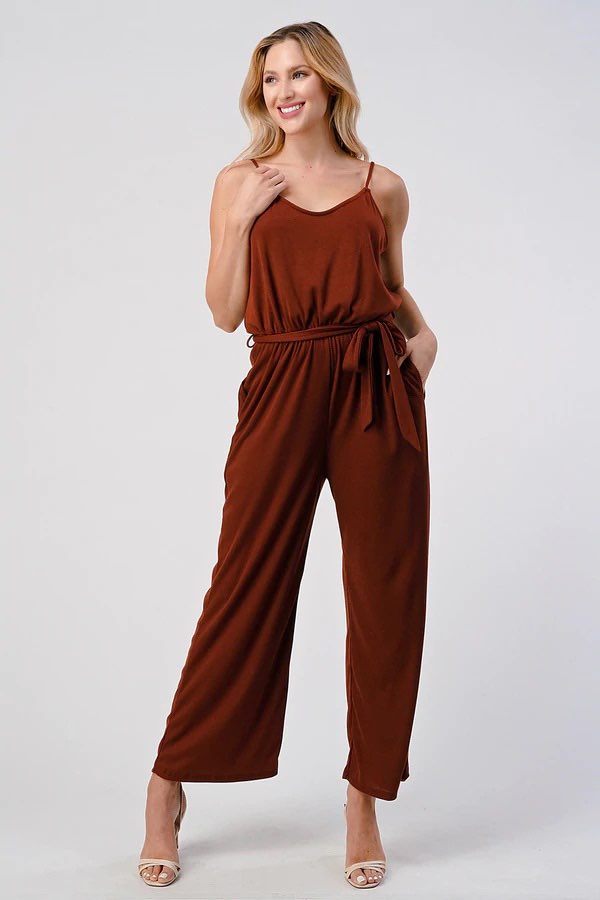 Rust Spaghetti Strap Jumpsuit