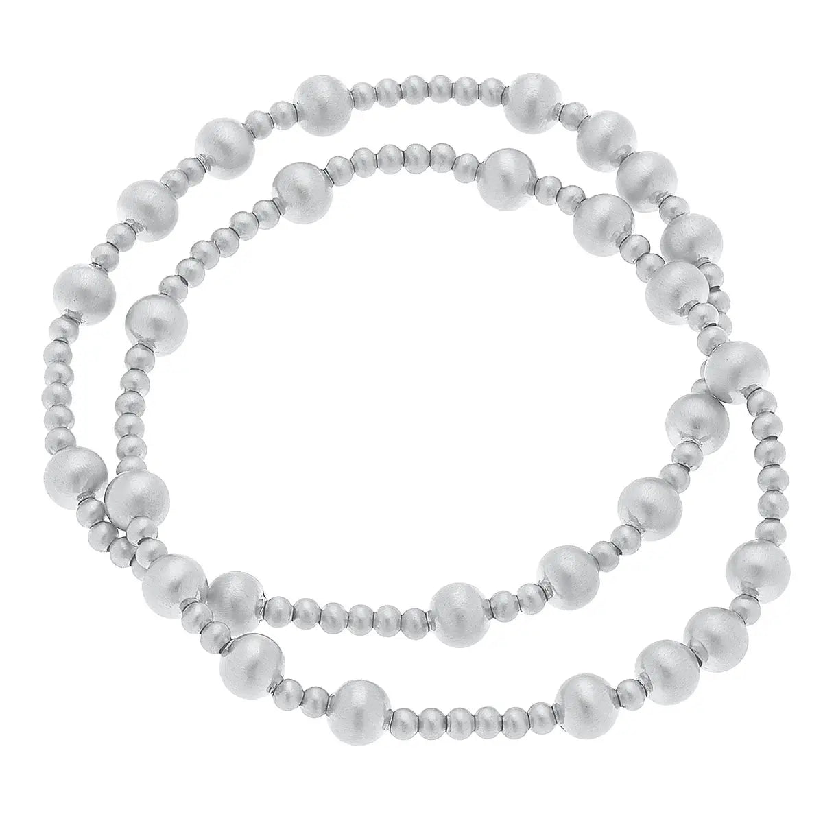 Shelby Ball Bead Satin Silver Bracelets