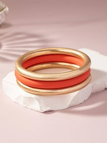 3 Piece Orange and Gold Bangles