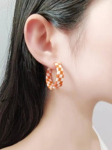 Orange and White Checked Hoops
