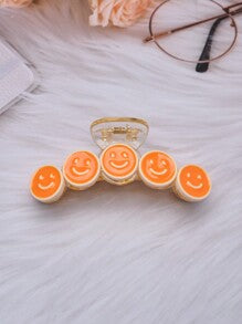 Orange Smiley Hair Claw