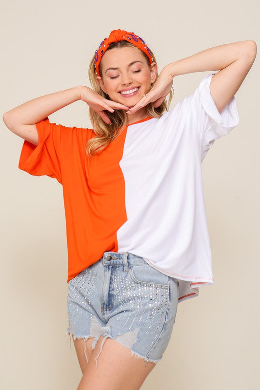Orange and White Tee