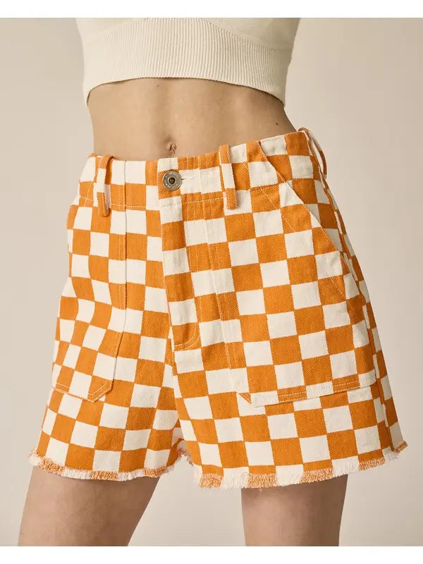 Orange Checkered Shorts