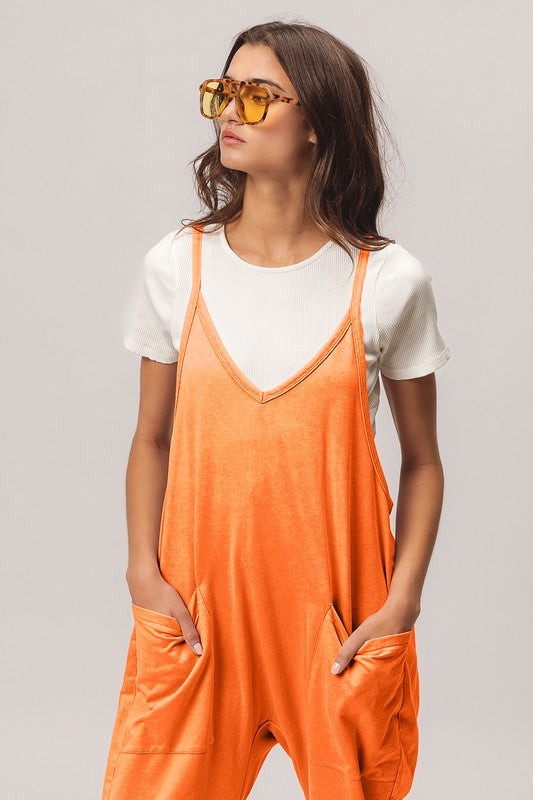 Orange Vintage Washed Romper
