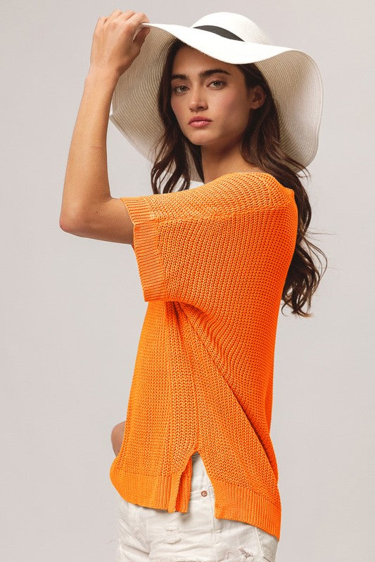 Orange Dolman Sleeve Sweater