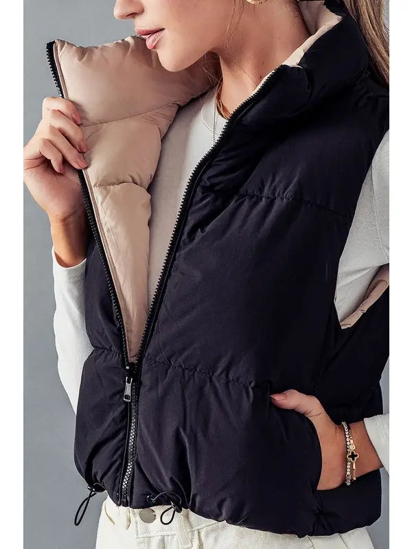 Black Reversible Puffer Vest