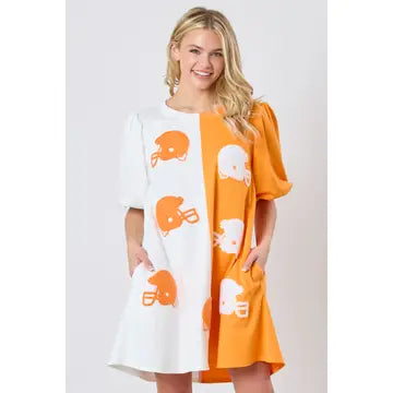 Orange and White Helmet Dress