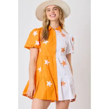 Orange and White Star Dress