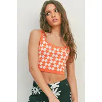 Orange and White Knit Sweater Tank