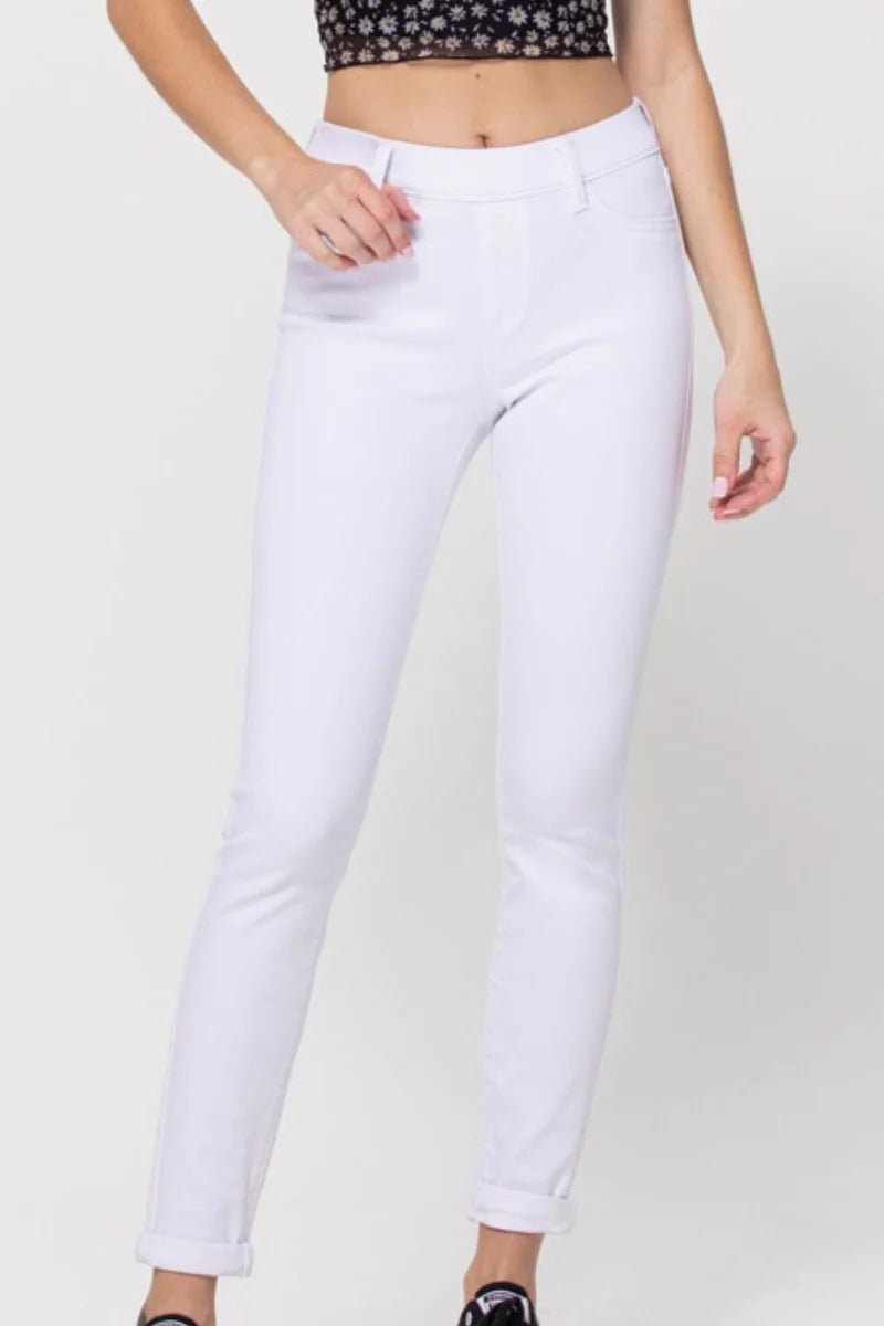 Cello Pull On White  Straight Jeans