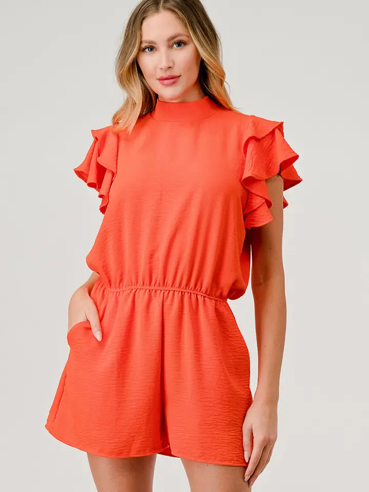 Orange High Neck Romper