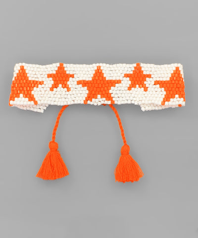 Orange Star Pull Tie Bracelet