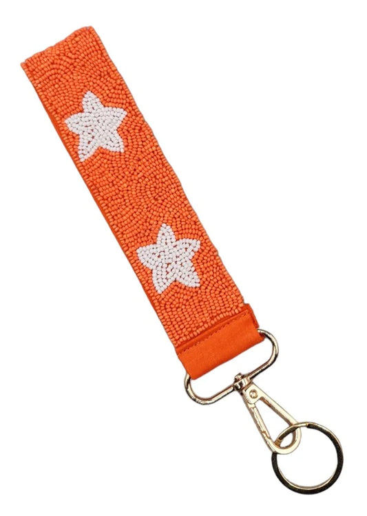 Orange Star Beaded Keychain