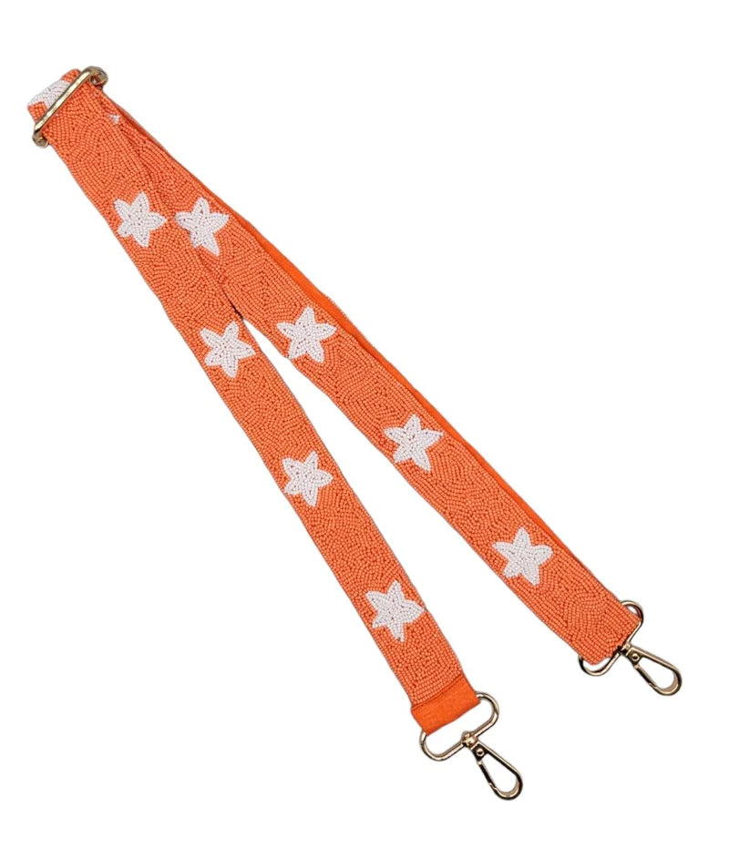 Orange Star Seed Bead Purse Strap