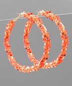 Orange Sequin Hoops