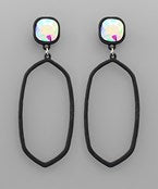 Black With Iridescent Stone Earrings