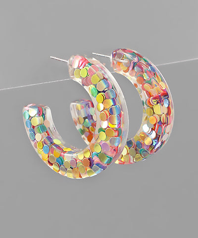 Multi Glitter Small Chunky Hoops