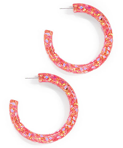 Pink Skinny Glitter Hoops Large
