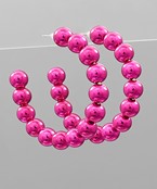Hot Pink Beaded Hoops
