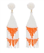White and Orange Tassel Earrings