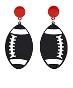 Black and Red Metal Football Earrings