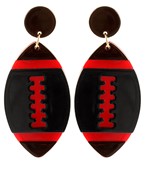 Black and Red Acrylic Football Earrings